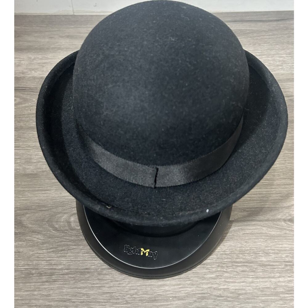 Black Vintage Bowler Hat 100% Pure Wool